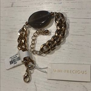 Gold fashion bracelet grey semi precious stone